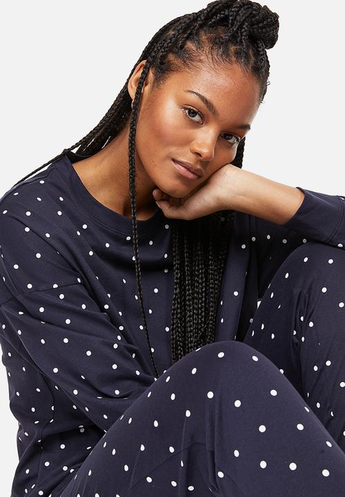 H&M - Patterned jersey pyjamas - dark blue/spotted