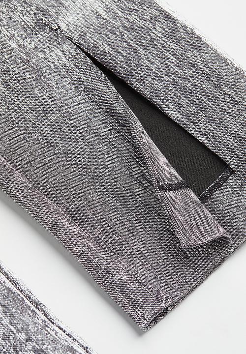 H&M - Glittery slit-hem trousers - silver-coloured/glittery