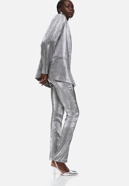 H&M - Glittery slit-hem trousers - silver-coloured/glittery