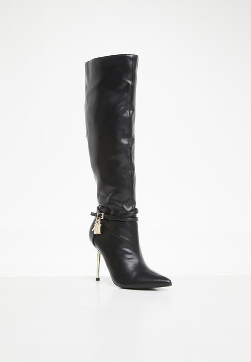 Plum - Colda knee length boot - black