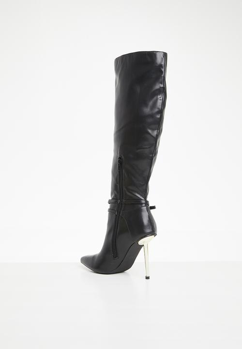 Plum - Colda knee length boot - black