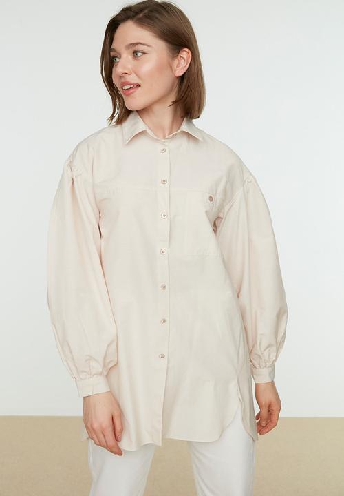 Trendyol - Modest puff sleeve shirt - powder pink