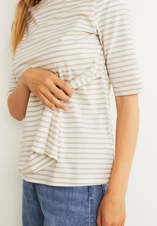 H&M - Mama cotton jersey nursing top - multi,white