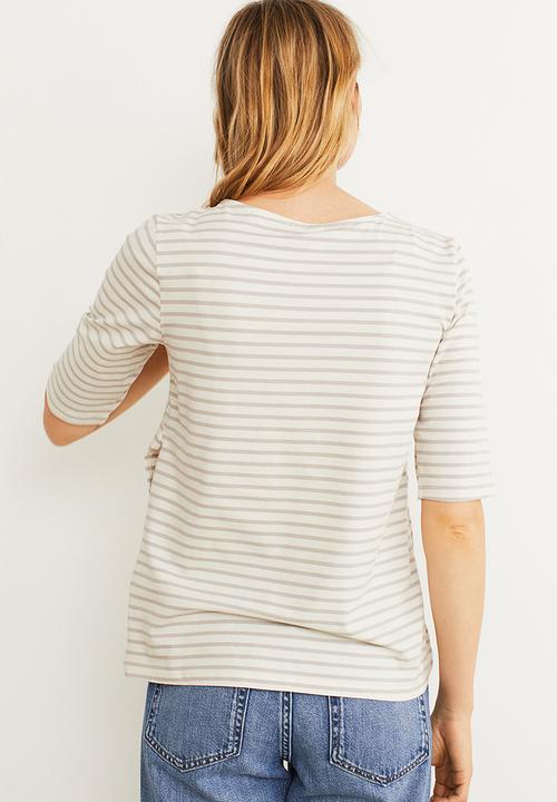 H&M - Mama cotton jersey nursing top - multi,white