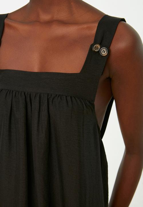 Trendyol - Thick strap midi shift dress - black