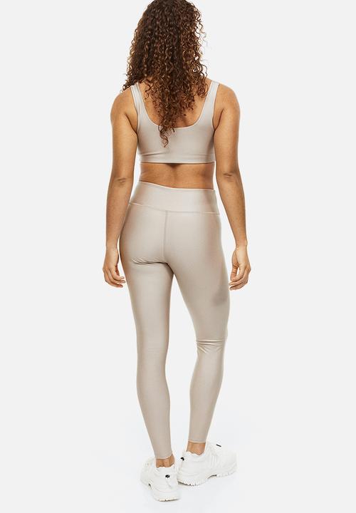 H&M - Drymove™ high shine sports tights - beige