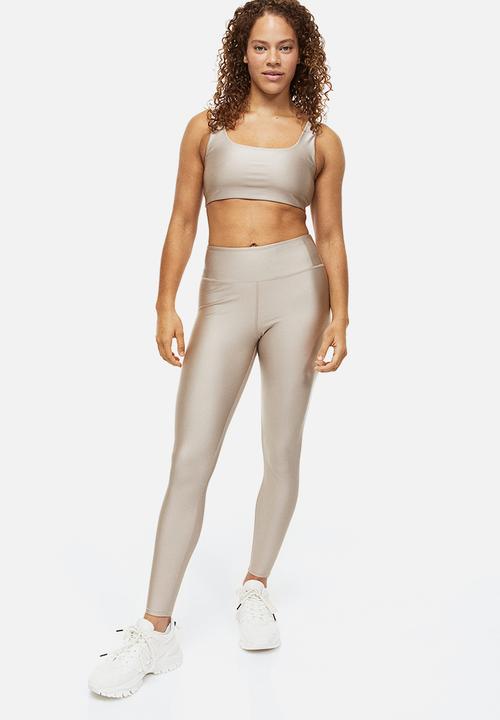 H&M - Drymove™ high shine sports tights - beige