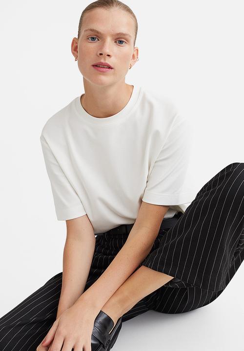 H&M - Tailored jersey trousers - black/pinstriped