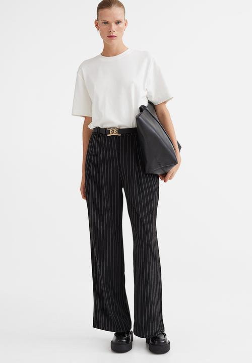 H&M - Tailored jersey trousers - black/pinstriped
