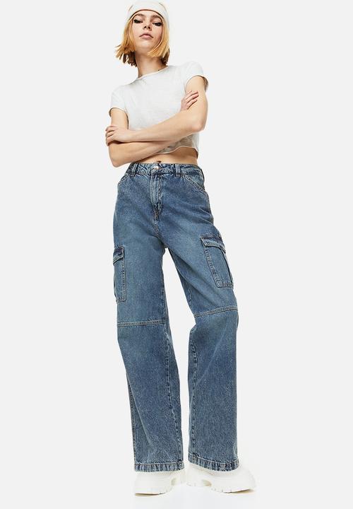 H&M - 90s Baggy high cargo jeans - denim blue