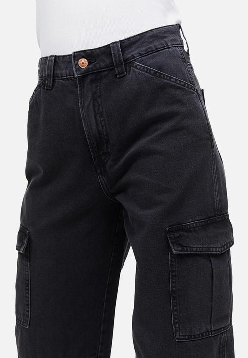 H&M - 90s Baggy high cargo jeans - black