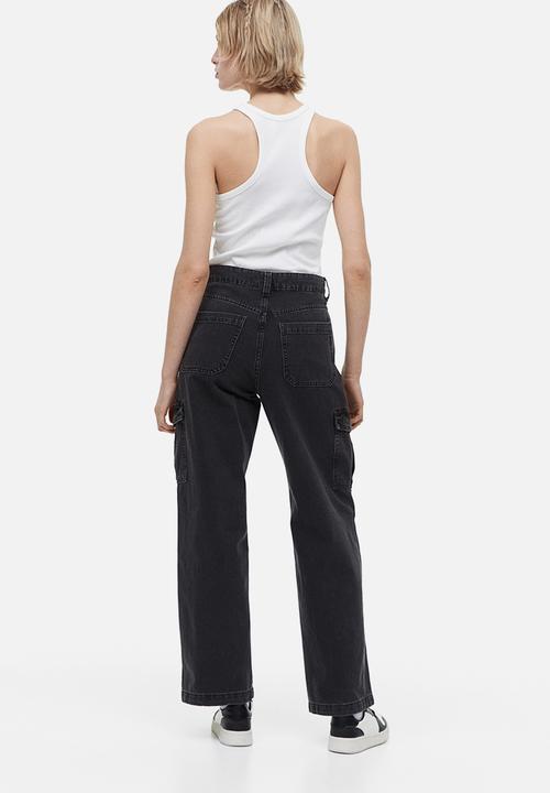 H&M - 90s Baggy high cargo jeans - black