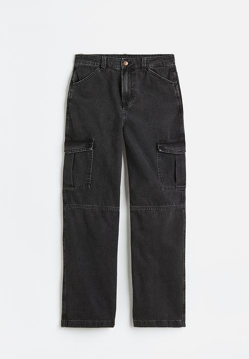 H&M - 90s Baggy high cargo jeans - black