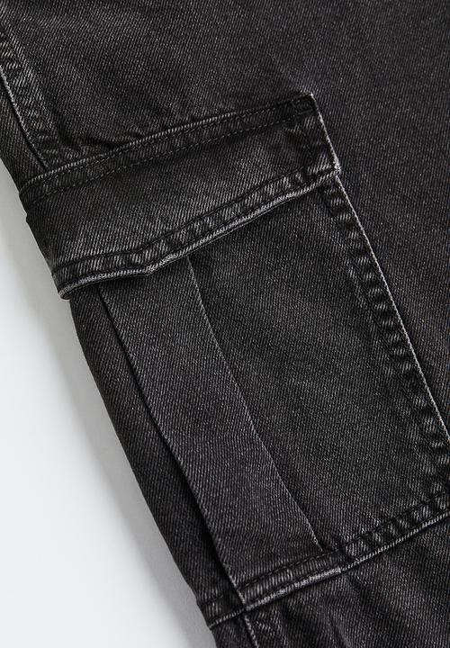 H&M - 90s Baggy high cargo jeans - black