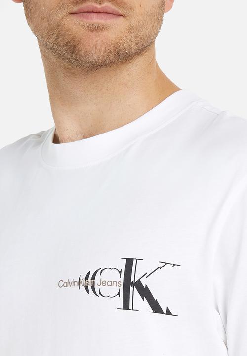 Calvin Klein - Glitched monologo back tee - bright white