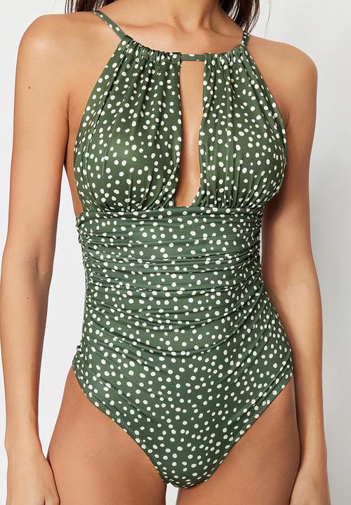 Trendyol - Polka dot swimsuit - dark green