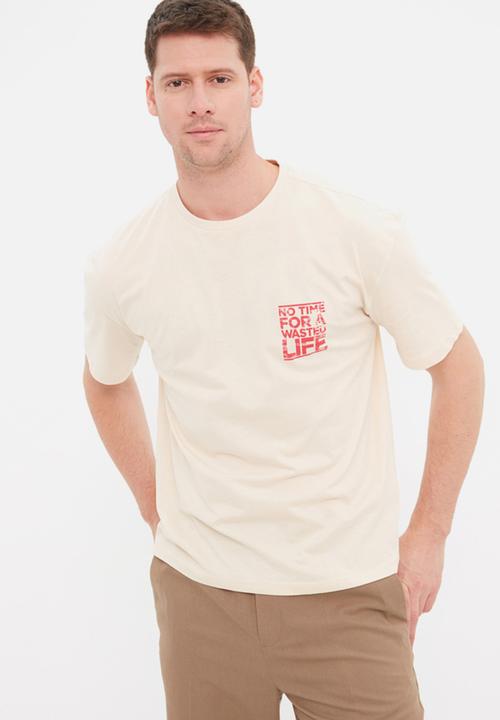 Trendyol - Oversized logo T-shirt - stone