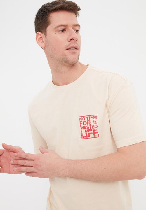 Trendyol - Oversized logo T-shirt - stone