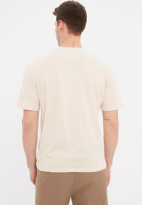 Trendyol - Oversized logo T-shirt - stone