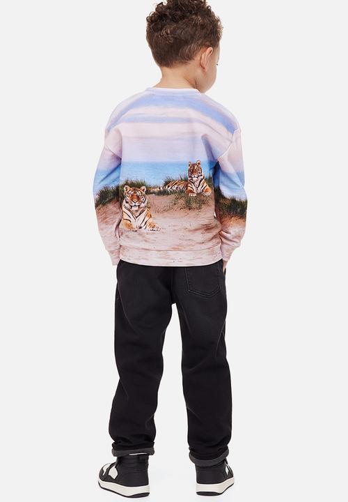 H&M - Printed cotton sweatshirt - light beige/tigers