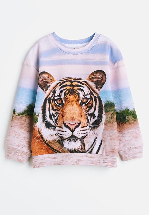 H&M - Printed cotton sweatshirt - light beige/tigers