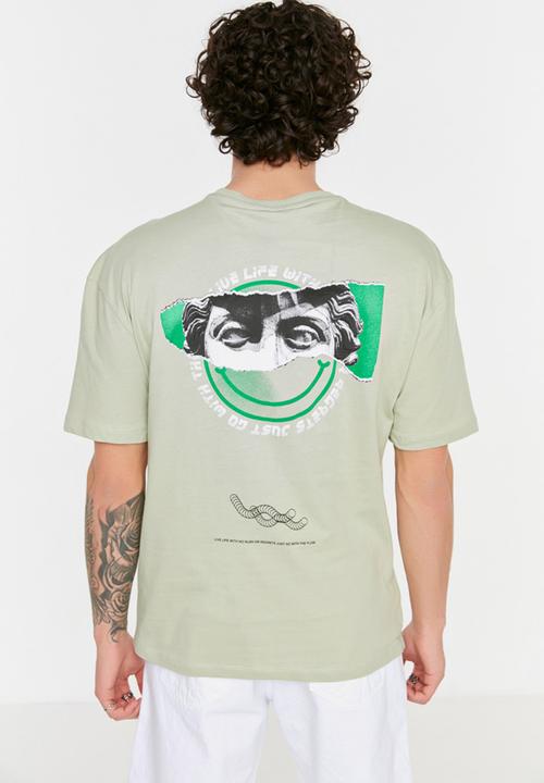 Trendyol - Oversized back logo graphic tee - light mint