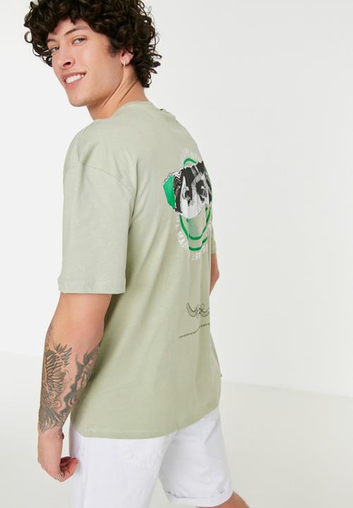 Trendyol - Oversized back logo graphic tee - light mint