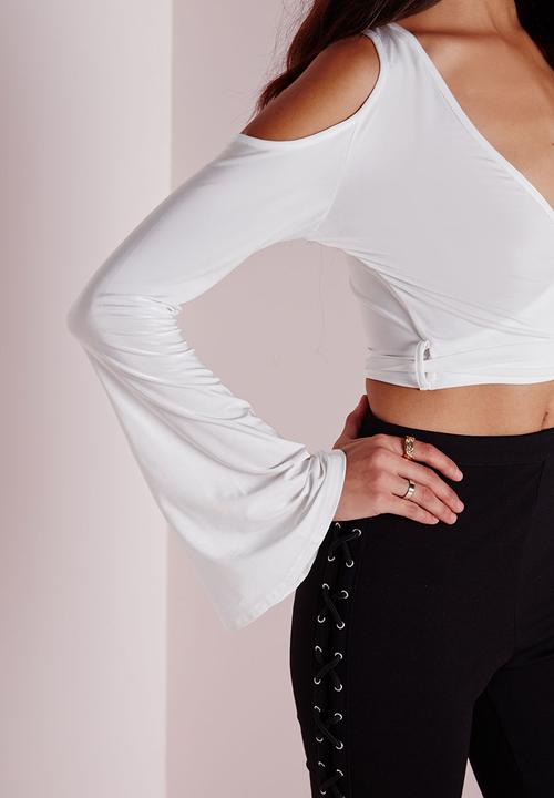 Missguided - Tie Side Slinky Cold Shoulder Top