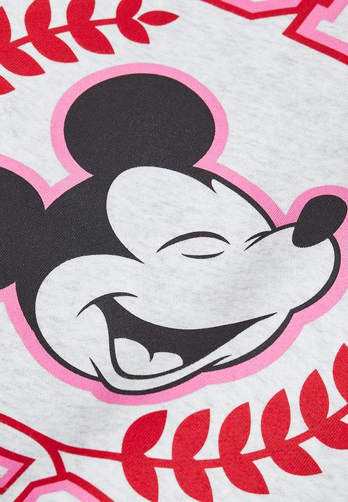 H&M - Oversized printed sweatshirt - light grey marl/mickey mouse