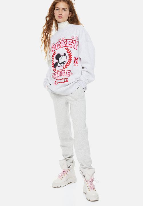 H&M - Oversized printed sweatshirt - light grey marl/mickey mouse