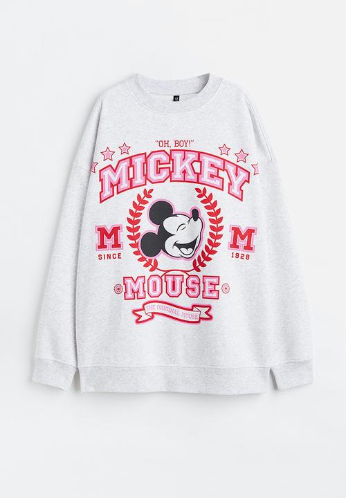 H&M - Oversized printed sweatshirt - light grey marl/mickey mouse