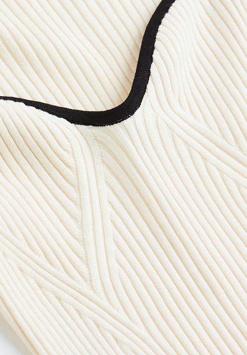 H&M - Rib-knit jumper - natural white/black