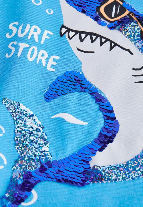 H&M - Interactive-motif t-shirt - blue/shark