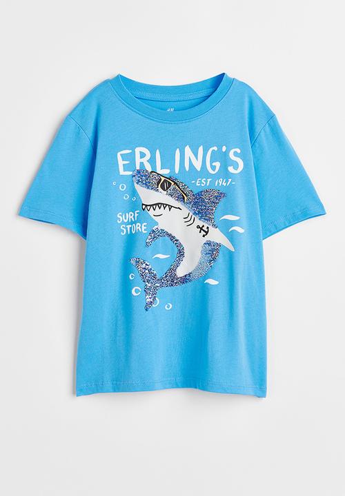 H&M - Interactive-motif t-shirt - blue/shark