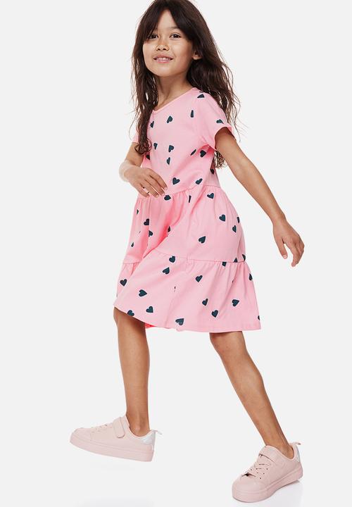 H&M - Cotton jersey dress - light pink/hearts