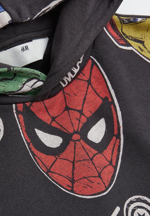 H&M - Printed hoodie - dark grey/marvel comics