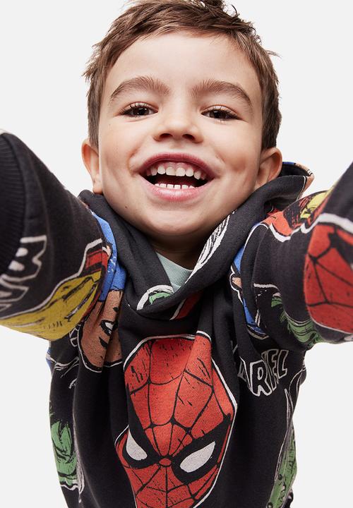H&M - Printed hoodie - dark grey/marvel comics