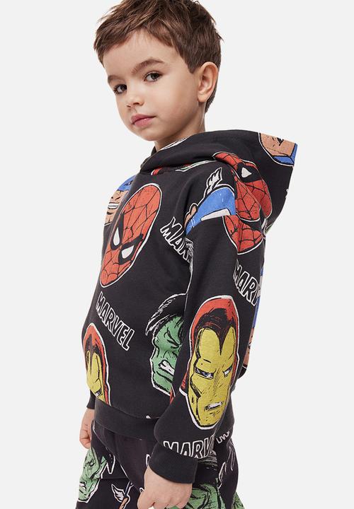 H&M - Printed hoodie - dark grey/marvel comics