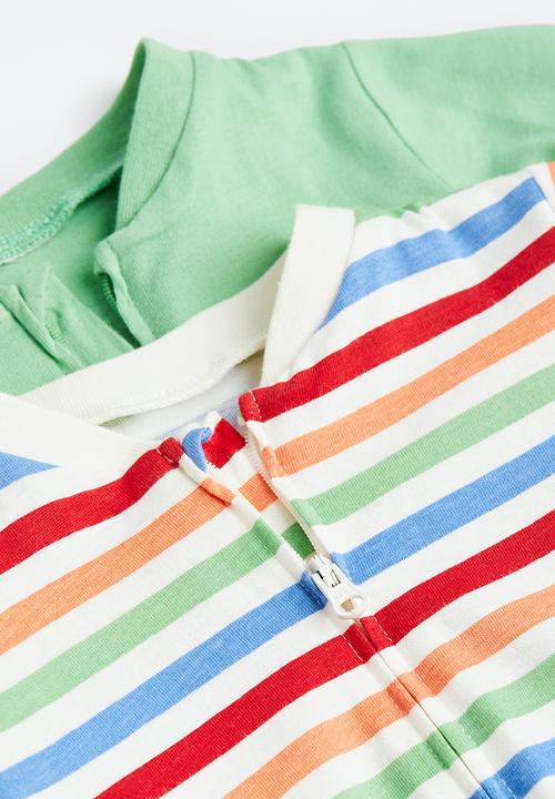 H&M - 2-pack patterned cotton pyjamas - green/striped