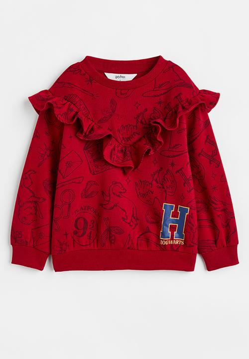 H&M - Flounce-trimmed sweatshirt - red/harry potter