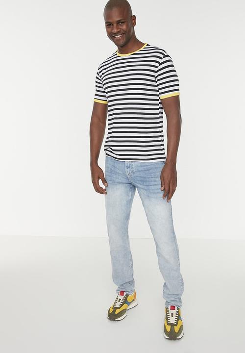 Trendyol - Stripe short sleeve tee - black & white