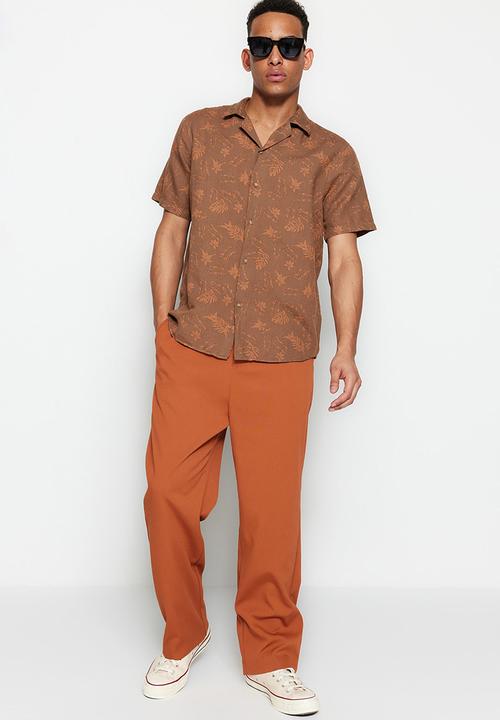 Trendyol - Regular fit linen shirt - brick
