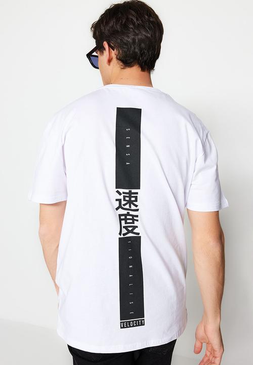 Trendyol - Oversized back logo graphic tee - white