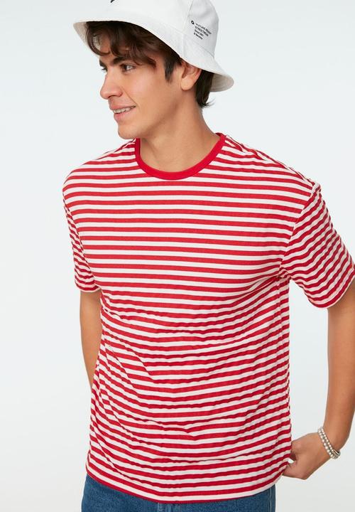 Trendyol - Tom stripe short sleeve tee - red