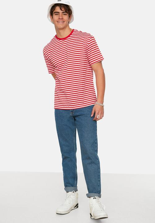 Trendyol - Tom stripe short sleeve tee - red