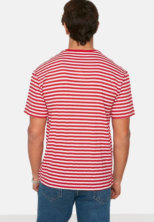 Trendyol - Tom stripe short sleeve tee - red