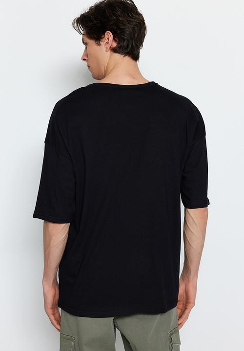 Trendyol - Oversized logo T-shirt - black