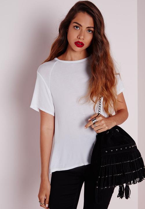 Missguided - Round Neck Dip Hem T Shirt