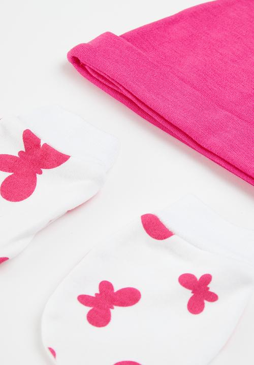 Pop Candy - Beanie, mittens & booties set - pink
