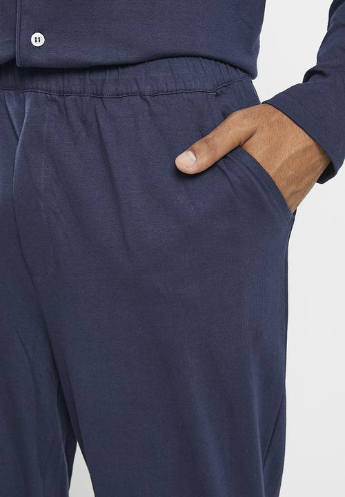 Superbalist - Knit piping detail pyjama  set - navy